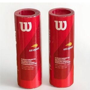 Wilson Red US Open Tennis Ball Cans - Pair